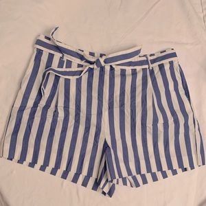 J Crew NWT Blue Striped Belted Shorts